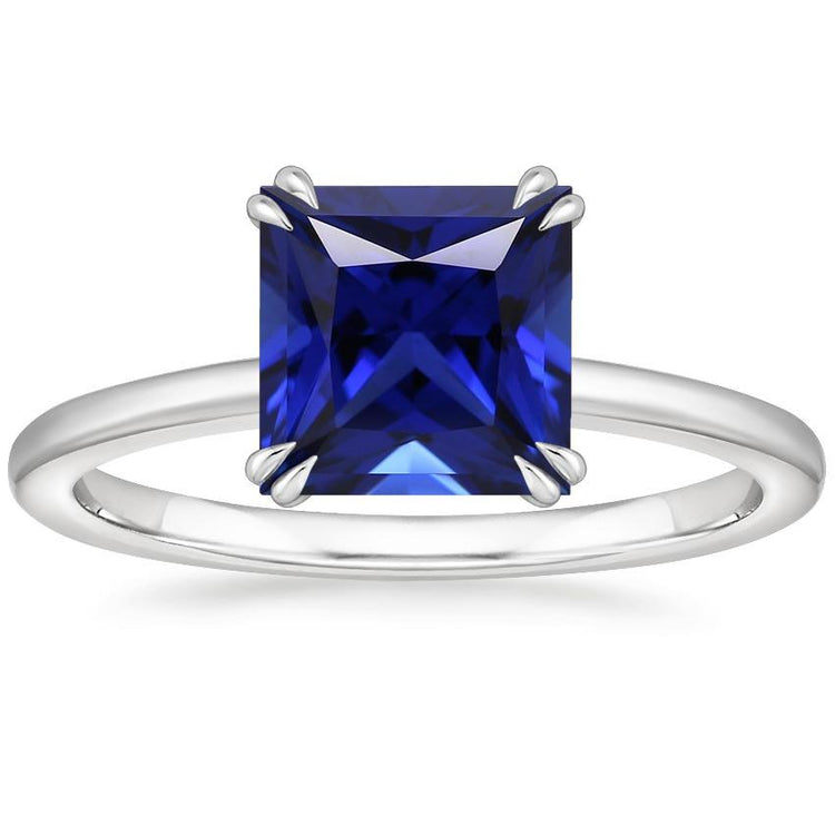 Bague Solitaire Saphir Bleu Taille Princesse 5 Carats Ensemble Bijoux - HarryChadEnt.FR