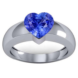 Bague Solitaire Saphir Ceylan 2 Carats Bague Épaisse En Forme De Coeur