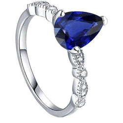 Bague Solitaire Saphir Ceylan & Accents Diamants Ronds 3.50 Carats