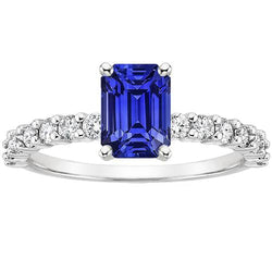 Bague Solitaire Saphir Ceylan Avec Accents & Diamants 5 Carats