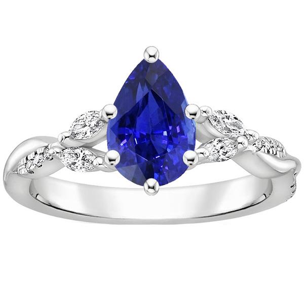 Bague Solitaire Saphir Ceylan Avec Accents Tige Split 4.50 Carats - HarryChadEnt.FR