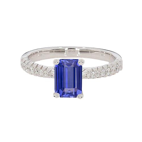 Bague Solitaire Saphir Ceylan Et Diamants Ronds 3.75 Carats - HarryChadEnt.FR