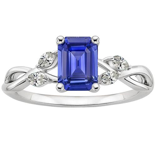 Bague Solitaire Saphir Sri Lankais Avec Accents & Diamants 5 Carats - HarryChadEnt.FR