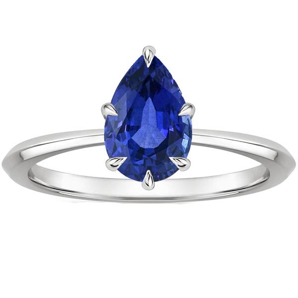 Bague Solitaire Sertissage Griffe Poire Saphir Ceylan 2 Carats - HarryChadEnt.FR