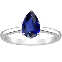 Bague Solitaire Sertissage Griffe Poire Saphir Ceylan 2.50 Carats