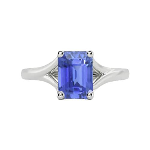 Bague Solitaire Split Shank Emeraude Bleu Clair Saphir 2 Carats - HarryChadEnt.FR