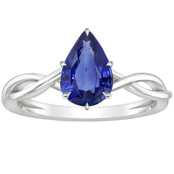 Bague Solitaire Style Infini Poire Saphir Bleu 2.50 Carats