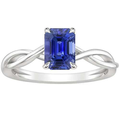 Bague Solitaire Style Infini Saphir Bleu Emeraude 3 Carats - HarryChadEnt.FR