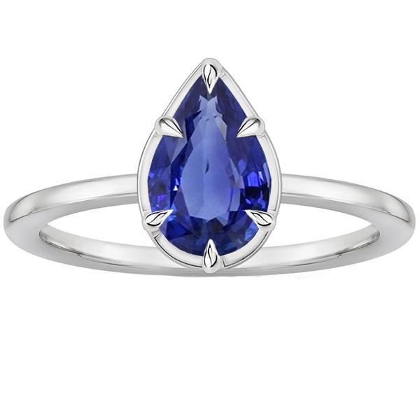 Bague Solitaire Taille Poire Saphir Sri Lankais 2.50 Carats - HarryChadEnt.FR