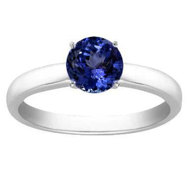 Bague Solitaire Tanzanite 2 Carats Nouvel Or Blanc 14K Massif - HarryChadEnt.FR