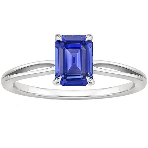 Bague Solitaire Tige Fendue Emeraude Ceylan Saphir 3 Carats - HarryChadEnt.FR