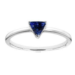 Bague Solitaire Trillion Saphir Bleu Foncé 1 Carat Bijoux Femme