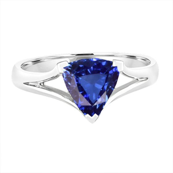Bague Solitaire Trillion Saphir V Prong Split Tige 1.50 Carats - HarryChadEnt.FR