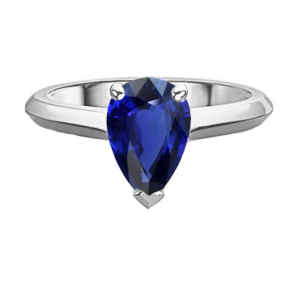 Bague Solitaire de Fiançailles Taille Poire Saphir Sri Lankais 2 Carats - HarryChadEnt.FR