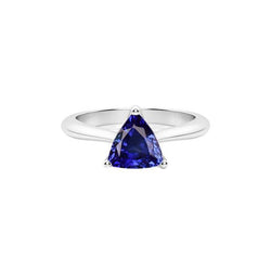 Bague Solitaire de Fiançailles en Forme de Trillion Saphir Bleu Foncé 1 Carat