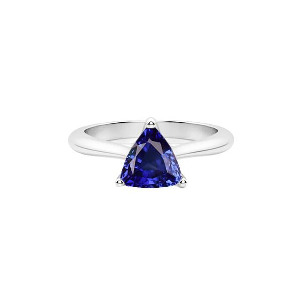 Bague Solitaire de Fiançailles en Forme de Trillion Saphir Bleu Foncé 1 Carat - HarryChadEnt.FR