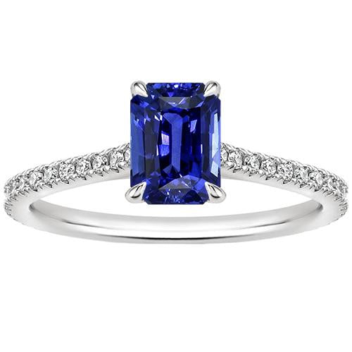 Bague Solitaire Radiant avec Accents Saphir Bleu & Diamant 4 Carats - HarryChadEnt.FR