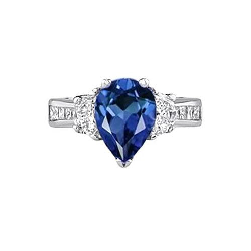 Bague Sri Lanka Saphir Bleu 3.28 Carat Or Blanc 14K Bijoux - HarryChadEnt.FR
