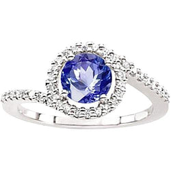 Bague Sri Lanka Saphir Bleu Diamants Or Blanc 14K 5.60 Carats