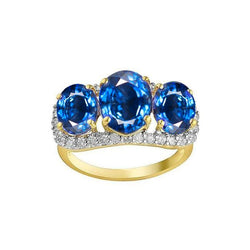 Bague Sri Lanka Saphir Bleu Diamants Ronds 6 Ct Bijoux