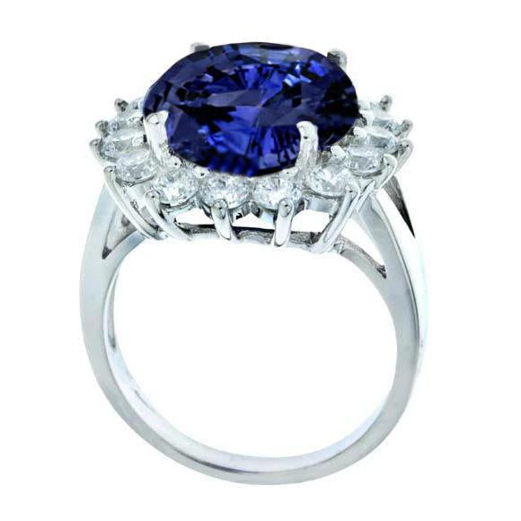 Bague Tanzanite 3.26 Carats Et Diamants Ronds Or Blanc 14K - HarryChadEnt.FR