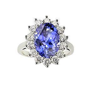 Bague Tanzanite Bleue 5.80 Ct Avec Diamants Blancs Or - HarryChadEnt.FR