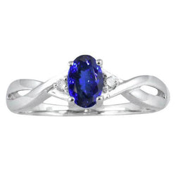 Bague Tanzanite Ovale De Style Antique Et Diamants Ronds 1.60 Carats