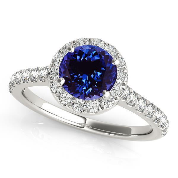 Bague Tanzanite Ronde Et Diamants 11 Ct Or Blanc 14K - HarryChadEnt.FR