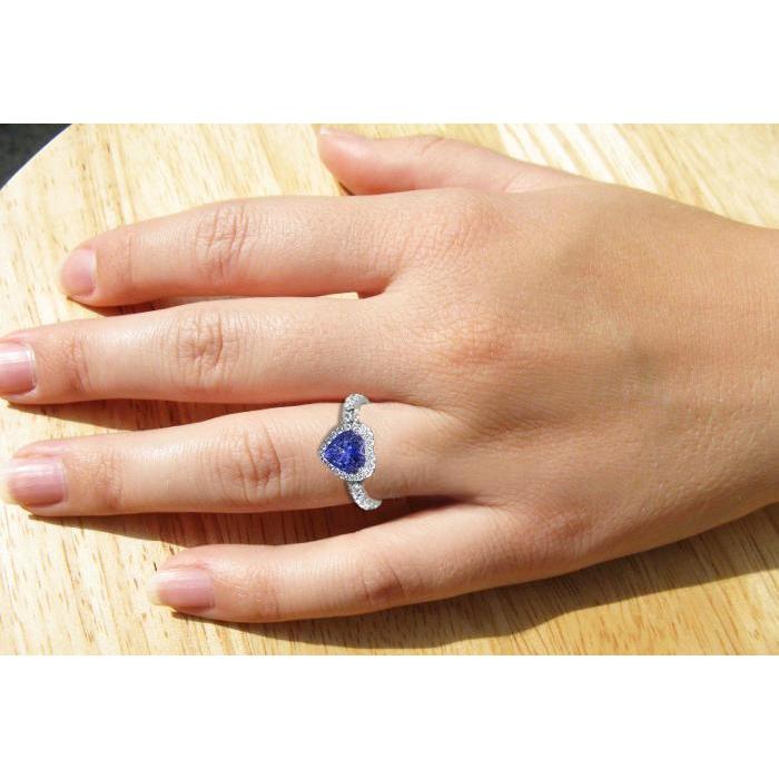 Bague Tanzanite Taille Coeur Et Diamant Rond 2.10 Ct Or 14K - HarryChadEnt.FR