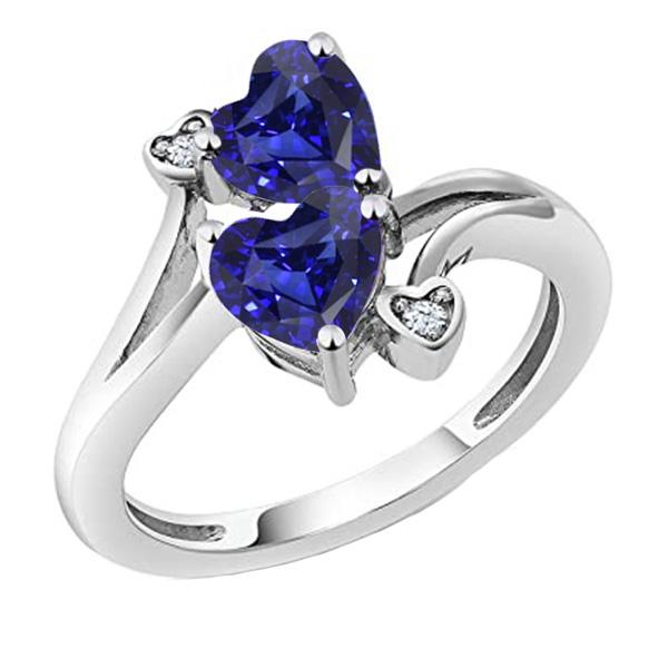 Bague Toi et Moi Diamond Anniversary Blue Heart Saphir 3.25 Carats - HarryChadEnt.FR