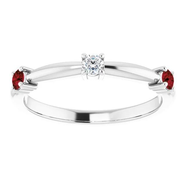 Bague Trois Pierres 1.50 Carats Rubis Or Blanc 14K - HarryChadEnt.FR