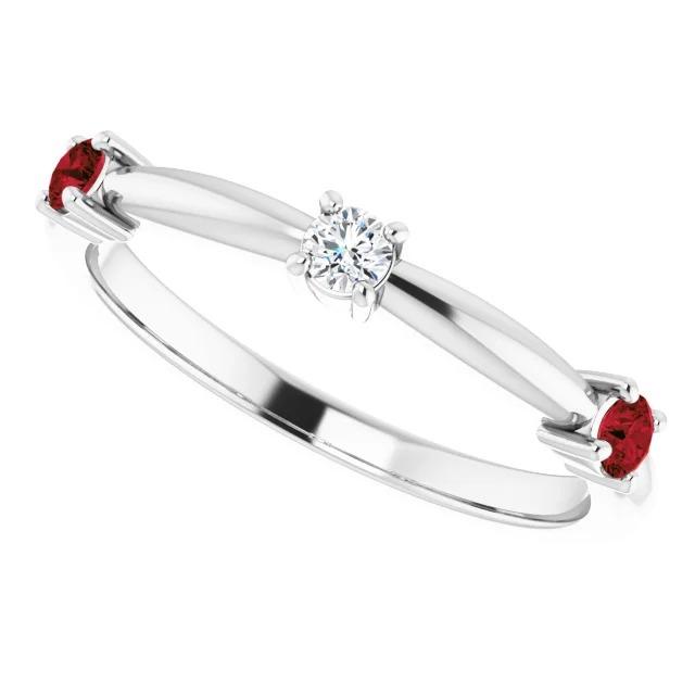 Bague Trois Pierres 1.50 Carats Rubis Or Blanc 14K - HarryChadEnt.FR