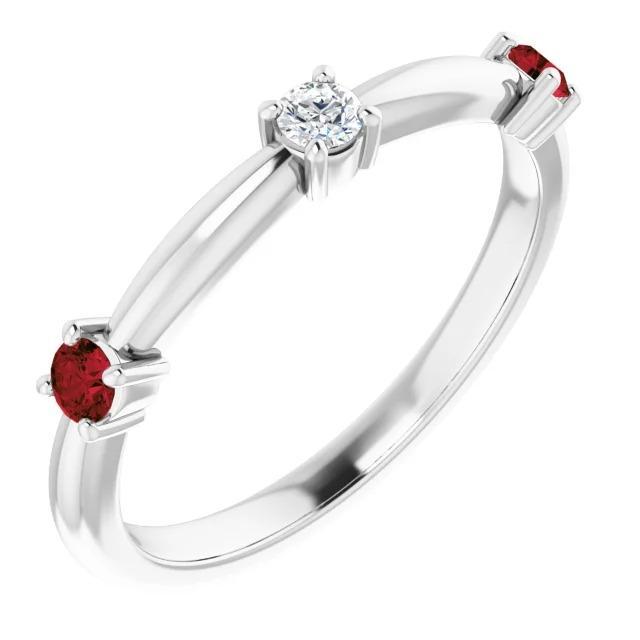 Bague Trois Pierres 1.50 Carats Rubis Or Blanc 14K - HarryChadEnt.FR