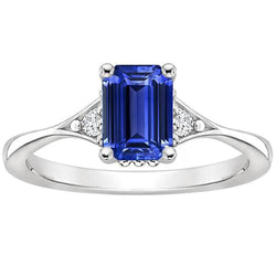 Bague Trois Pierres Emeraude Saphir Sri Lankais & Diamant 3.50 Carats