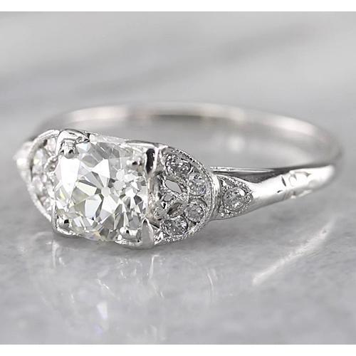 Bague Diamant Rond Vieux mineur 1.50 Carats Or Blanc 14K - HarryChadEnt.FR