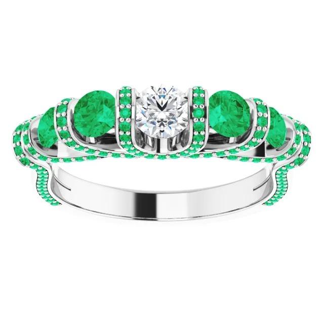 Bague Diamant 1.70 Carats Columbian Emerald Accented Femme Bijoux - HarryChadEnt.FR