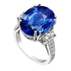 Bague anniversaire 3 carats ovale Sri Lanka bleu saphir diamants