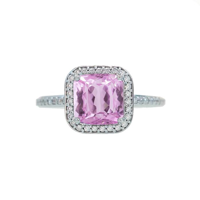 bague anniversaire de 24.90 ct en kunzite rose et diamants