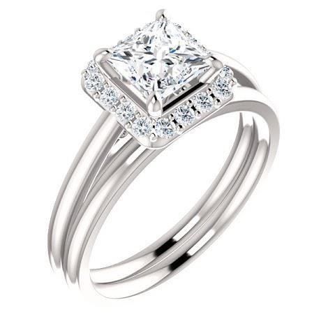 Bague anniversaire diamant rond princesse halo 2.25 carats - HarryChadEnt.FR