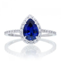 Bague anniversaire diamant saphir bleu Sri Lanka taille poire 2.88 carats
