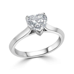 Bague anniversaire diamant solitaire en forme de cœur de 2.25 ct en or blanc