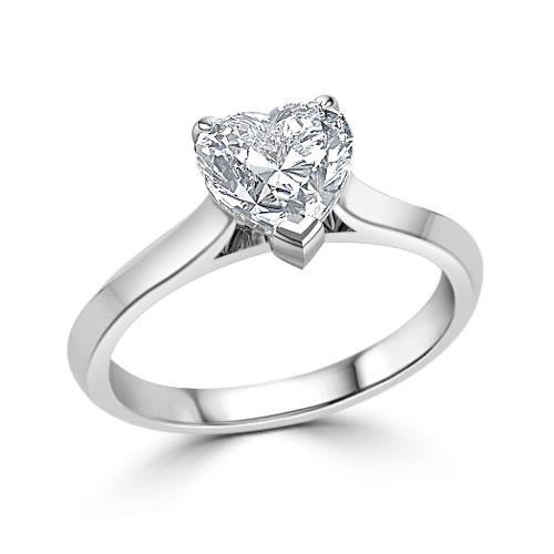 Bague anniversaire diamant solitaire en forme de cœur de 2.25 ct en or blanc - HarryChadEnt.FR