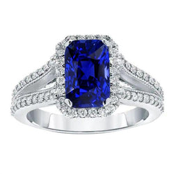 Bague anniversaire diamant taille radiant saphir tige fendue 5.50 carats
