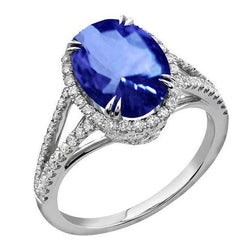 Bague anniversaire diamants ovales saphir du Sri Lanka de 4.51 carats