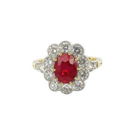 Bague anniversaire rubis et diamants sertie griffes 6.25 carats - HarryChadEnt.FR