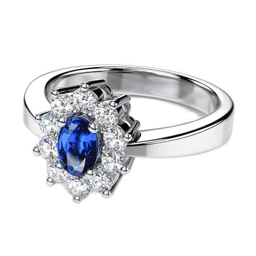 Bague anniversaire saphir du Sri Lanka et diamants 2 ct en or blanc 14K - HarryChadEnt.FR