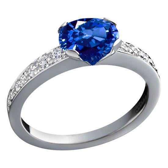 Bague avec diamants saphir Sri Lanka ronds de 3.25 ct en or 14 carats - HarryChadEnt.FR