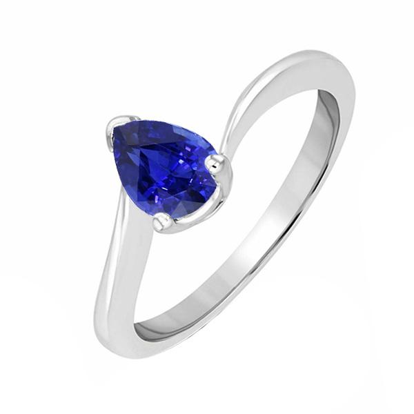 Bague bijoux femme saphir bleu poire solitaire pierres précieuses 1.50 carats - HarryChadEnt.FR