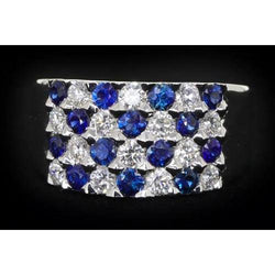 Bague d'anniversaire avec pierres de saphir bleu 2 carats tige épaisse