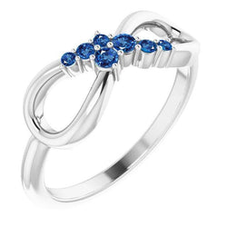 Bague d'anniversaire de mariage 0.39 Carats Bijoux Infinity Saphir Bleu